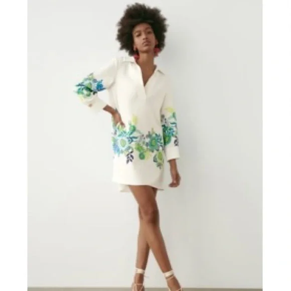 Zara Dresses Zara Vneck Floral Print Shift Dress Poshmark